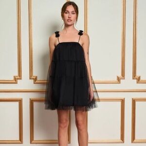 NWT Sister Jane Dream Aurore Tulle Cami Mini Dress in Black Cocktail Sz Medium